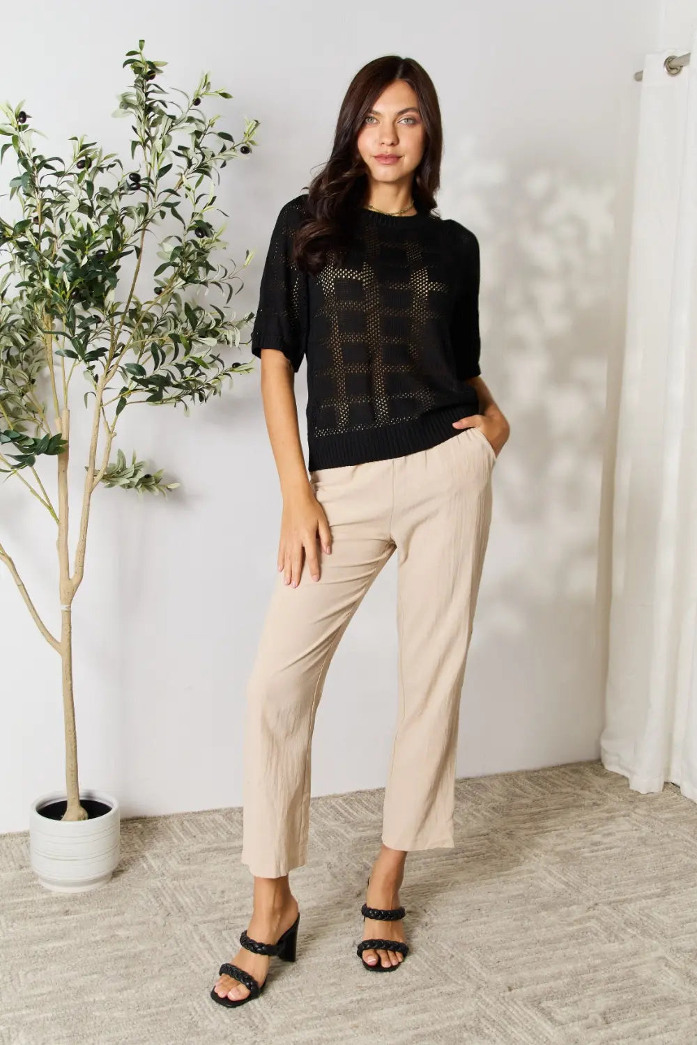Gaia Ribbed Trim Knit Top — view 5