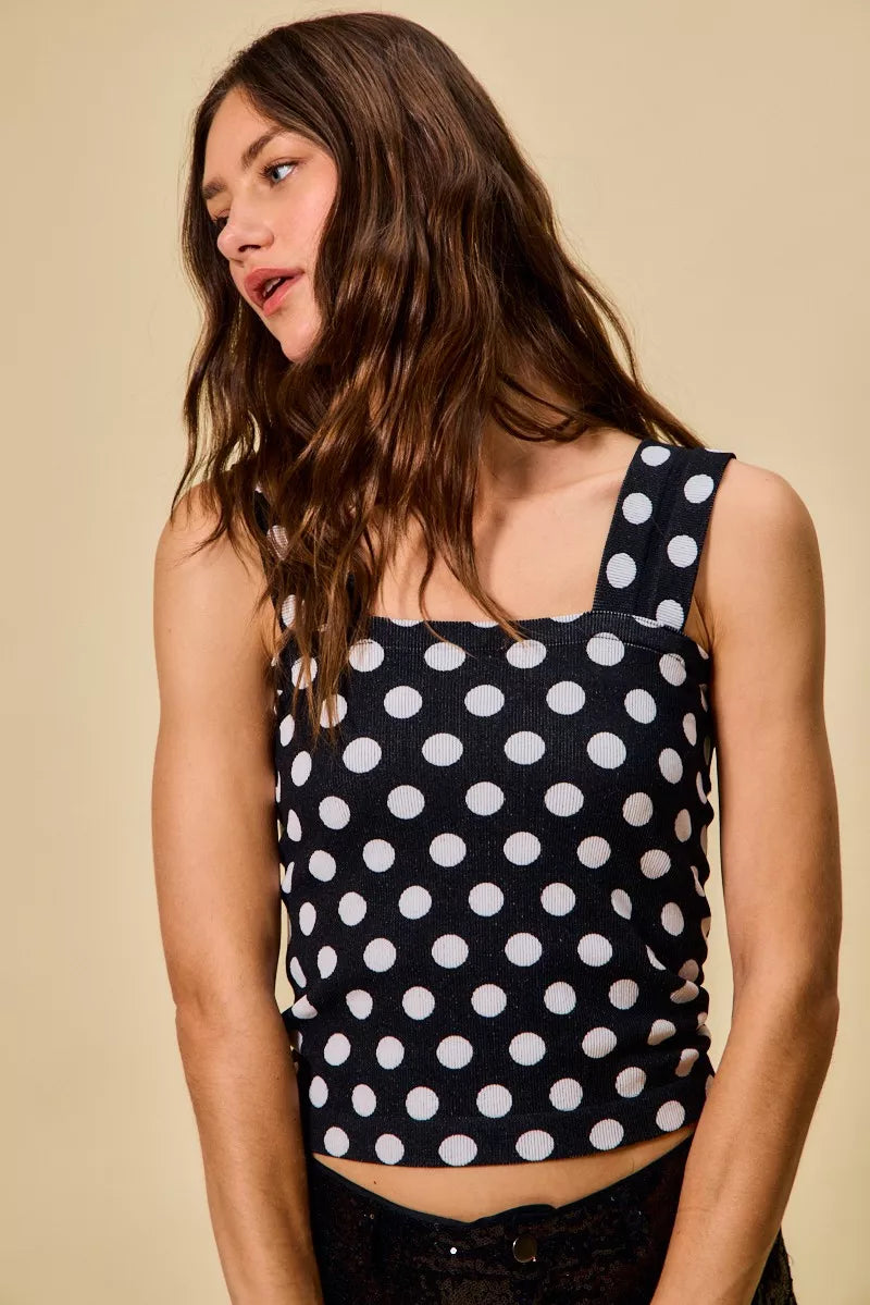 Demeter Polka Dot Knit Crop Seamless Casual Tank — view 8