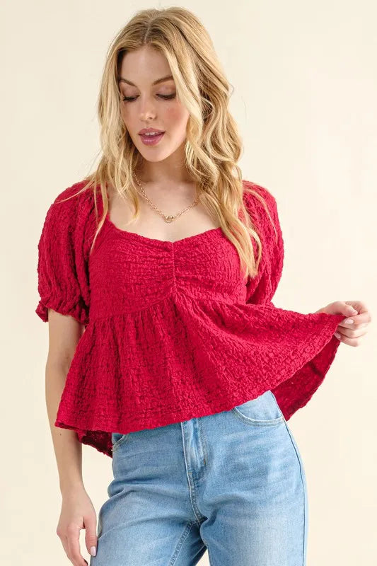 Ishtar Lovely Textured and Smocked Top