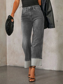 Eos High Waisted Straight Leg Rolled Jeans — thumbnail 8