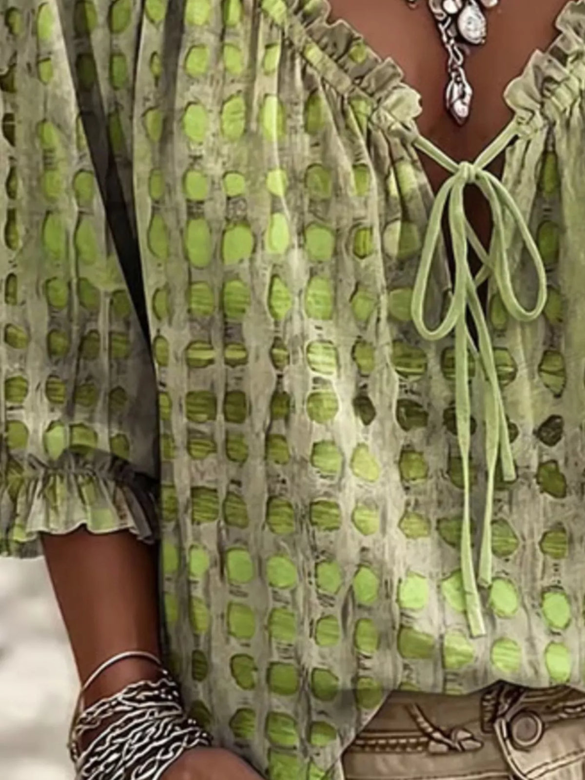 Selene Tie Neck 3/4 Sleeve Blouse — view 16