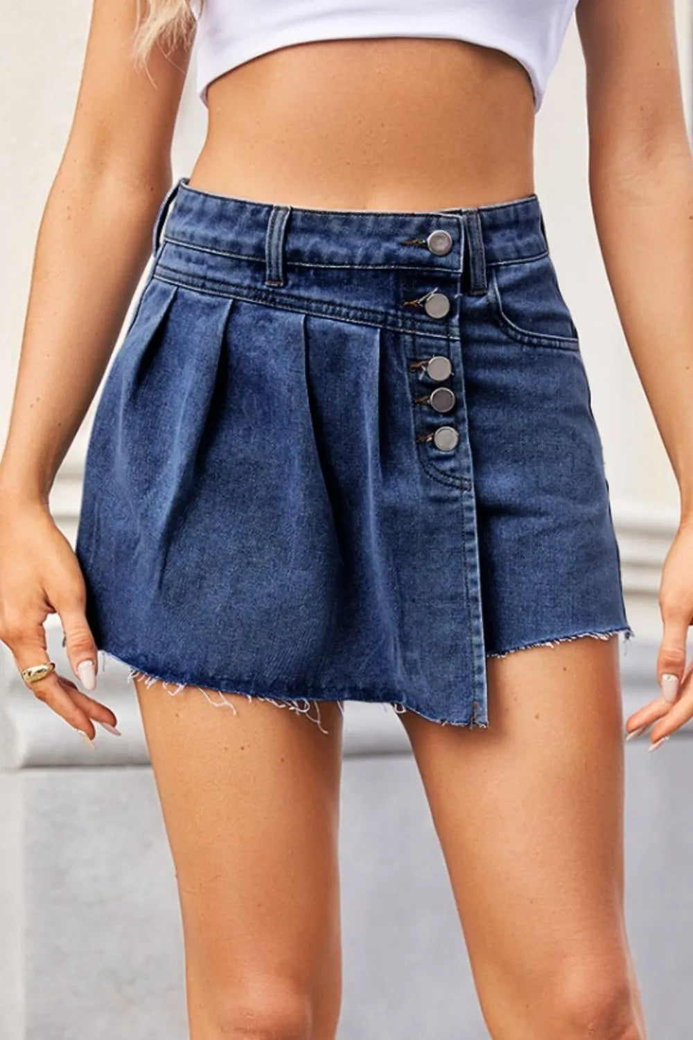 Artemis Raw Hem Denim skort — view 1