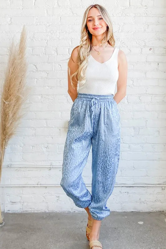 Lakshmi Satin Leopard Print Joggers