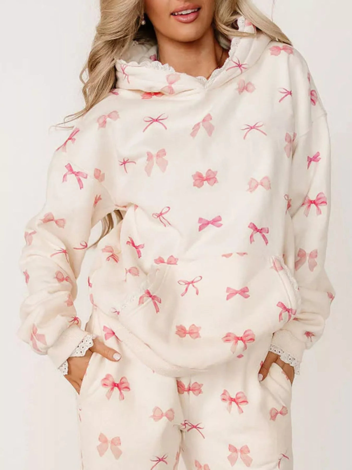 Nyx Lace Trim Kangaroo Pocket Hoodie — view 22