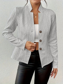 Athena Textured Knit Button-Front Blazer — thumbnail 16