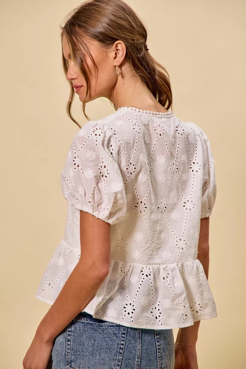Brigid Eyelet Front Tie Blouse — view 21