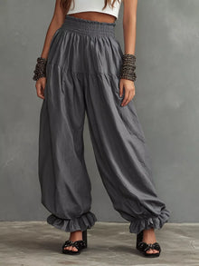 Bastet Smocked Ruffle Hem Wide Leg Pants — thumbnail 10