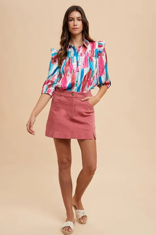 Kali Comfort Stretch Cotton Slit Detailed Mini Skirt — view 6