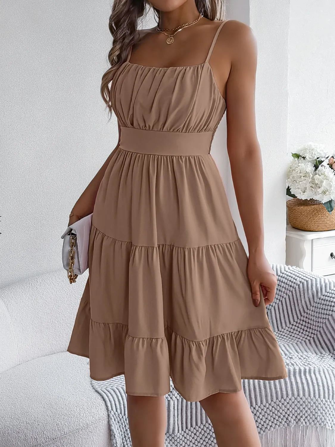 Aphrodite Smocked Back Tiered Cami Dress — view 13