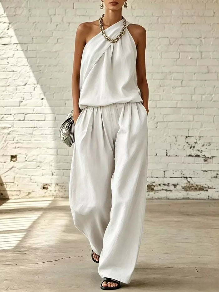 Selene Sleeveless Top and Wide-Leg Pants Set