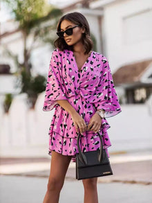 Pele Layered Printed Surplice Mini Dress — thumbnail 10