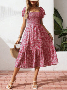 Persephone Floral Print Smocked Ruffle Sleeves Dress — thumbnail 23
