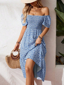 Persephone Floral Print Smocked Ruffle Sleeves Dress — thumbnail 3