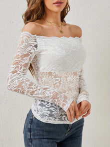Morrigan Off-Shoulder Long Sleeve Lace Top — thumbnail 10