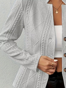 Athena Textured Knit Button-Front Blazer — thumbnail 18