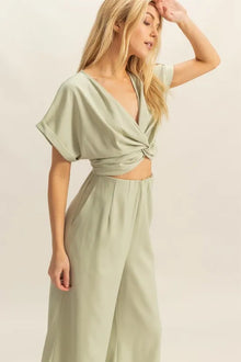 Lakshmi Twisted Front Short Sleeve Top and Wide Leg Pants Set — thumbnail 3