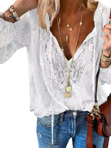 Morrigan Lace Tie-Neck Blouse — thumbnail 3