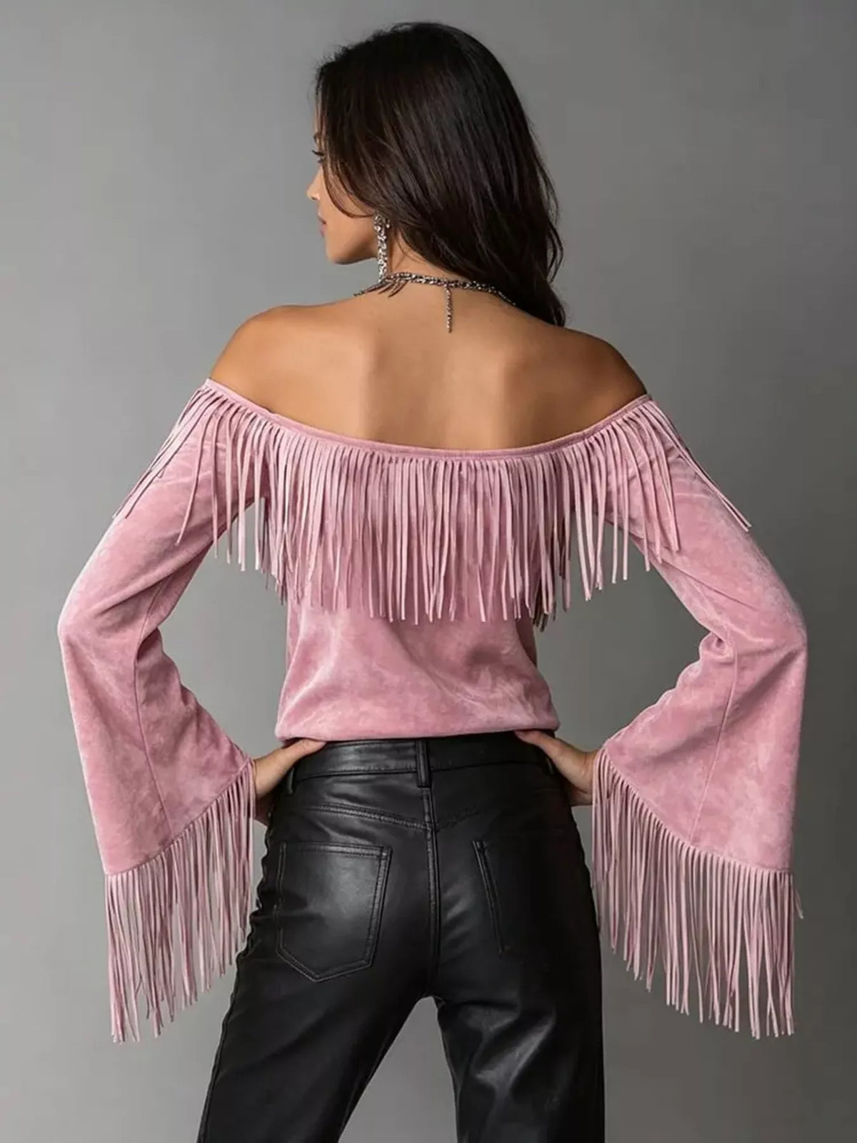 Freya Fringed Off-Shoulder T-Shirt — view 8