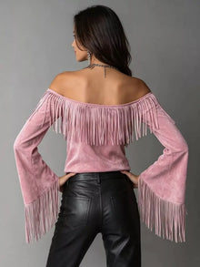 Freya Fringed Off-Shoulder T-Shirt — thumbnail 8