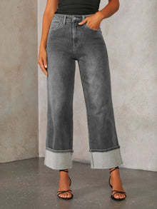 Eos High Waisted Straight Leg Rolled Jeans — thumbnail 9