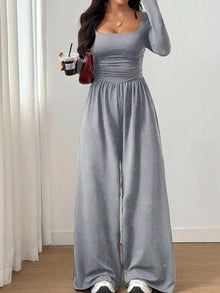Bastet Ruched Square Neck Wide-Leg Jumpsuit — thumbnail 8