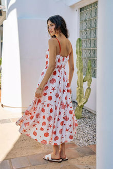 Sekhmet Shell Print Tiered Lined Midi Cami Dress With Belt — thumbnail 6