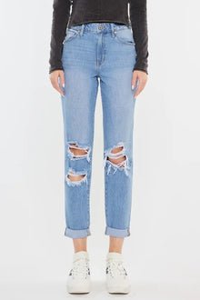 Pele High Rise Distressed Mom Jeans — thumbnail 1