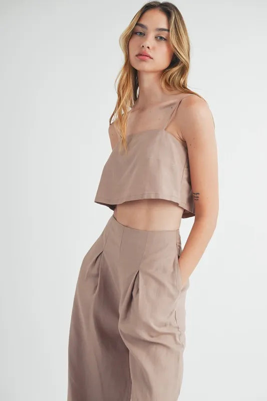 Rhea Linen Mix Crop Cami and Wide Leg Pants Set — view 5