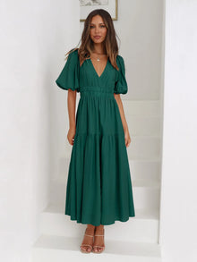 Persephone Tiered Surplice Half Sleeve Midi Dress — thumbnail 9