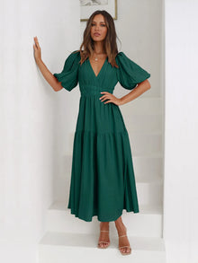 Persephone Tiered Surplice Half Sleeve Midi Dress — thumbnail 7