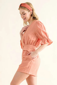 Fortuna Flounce Sleeves Romper with Belt — thumbnail 3
