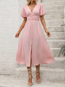 Venus V-Neck Puff Sleeve Dress — thumbnail 1