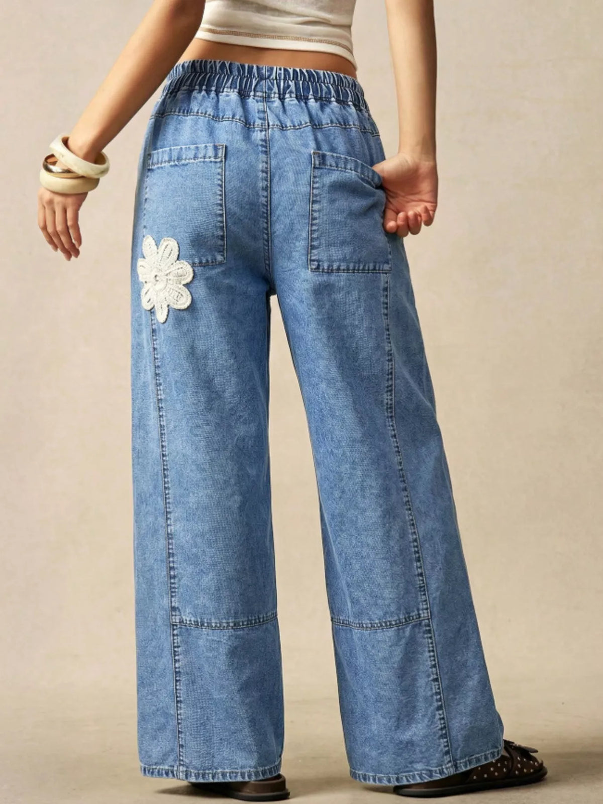 Artemis Wide-Leg Drawstring Jeans — view 7