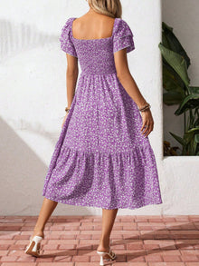 Persephone Floral Print Smocked Ruffle Sleeves Dress — thumbnail 10