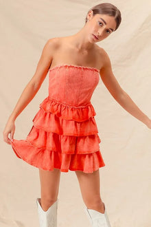 Pele Strapless Ruffle Layered Game Day Cheer Up Dress — thumbnail 5
