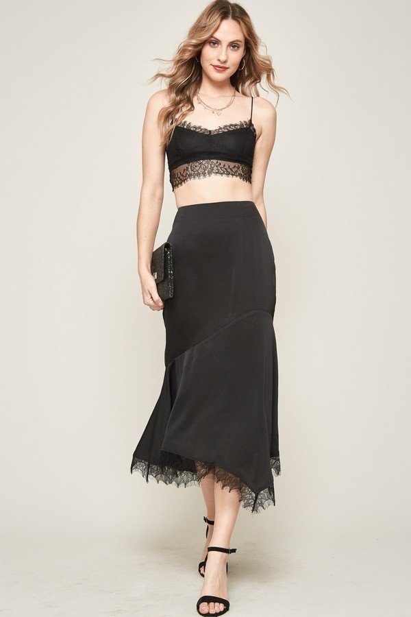 Lakshmi A Solid Woven Midi Skirt — view 1