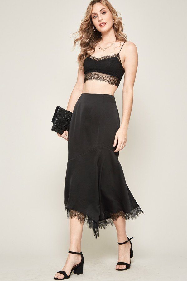 Lakshmi A Solid Woven Midi Skirt — view 2