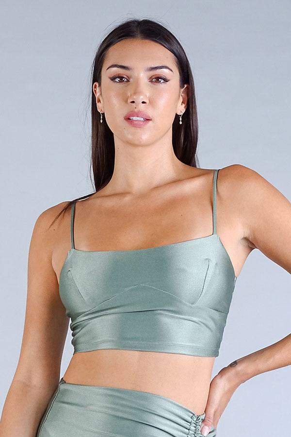 Juno Sexy Spaghetti Strap Darted Under Bust Crop Top