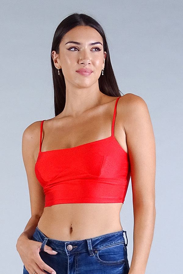 Athena Sexy Spaghetti Strap Darted Under Bust Crop Top