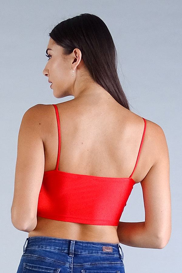 Athena Sexy Spaghetti Strap Darted Under Bust Crop Top — view 4