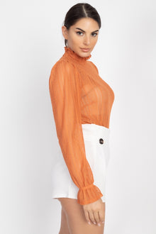 Juno Ruffle Mock Neck Lace Top — thumbnail 3