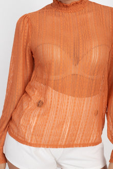 Juno Ruffle Mock Neck Lace Top — thumbnail 4