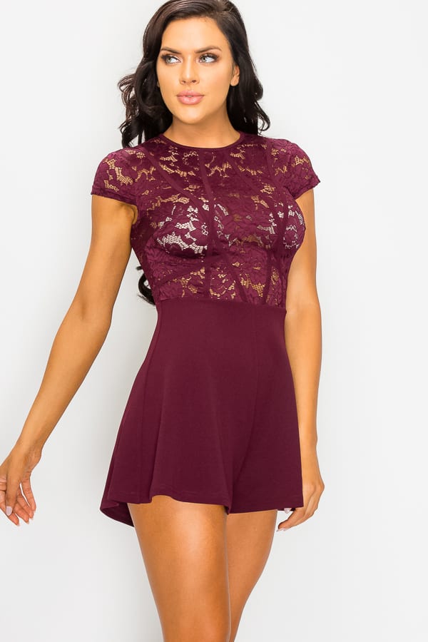 Juno Floral Sheer Lace Combo Romper — view 5