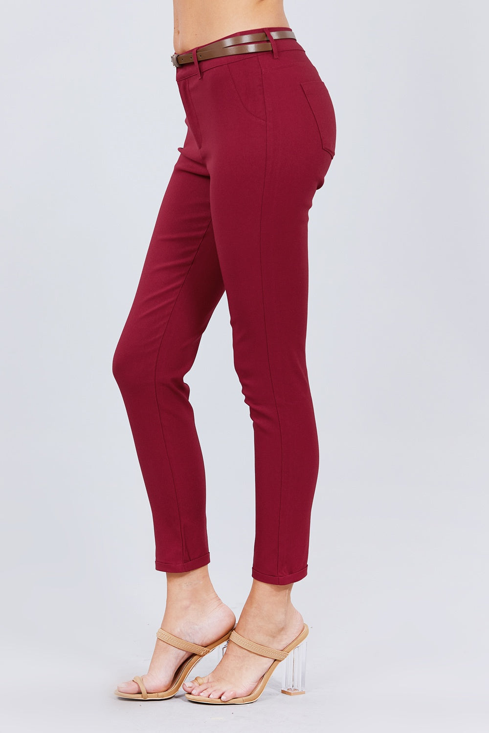 Juno Belted Textured Long Pants — view 3