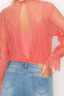 Eos Lace Trim Shadow Stripe Bodysuit — thumbnail 5