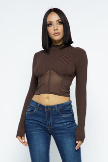 Lakshmi Knit Crop Top With Bottom Mesh — thumbnail 1
