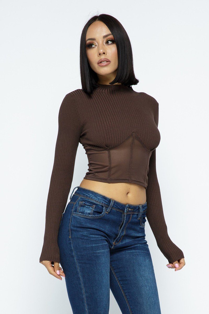 Lakshmi Knit Crop Top With Bottom Mesh styled in the studio
