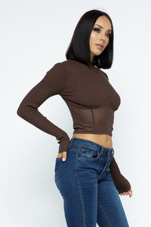 Lakshmi Knit Crop Top With Bottom Mesh — thumbnail 4