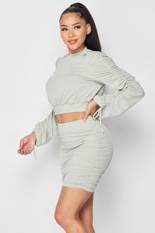 Lakshmi Ruched Long Sleeve And Skirt Set — thumbnail 3