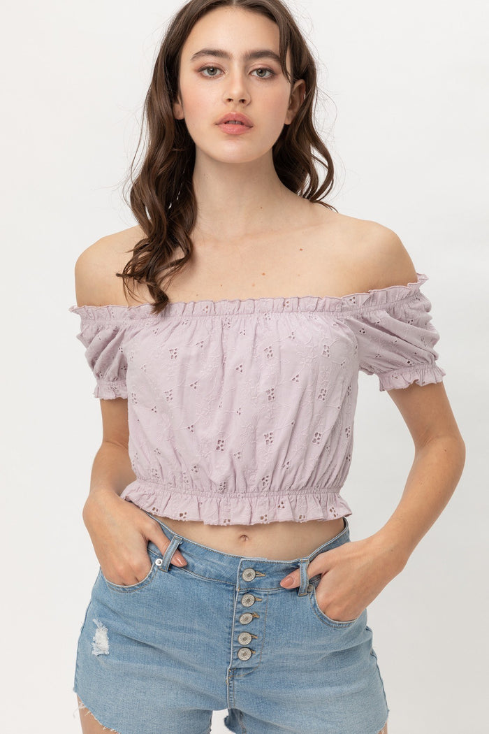 Fortuna Off Shoulder, Cropped Top Puff Sleeve